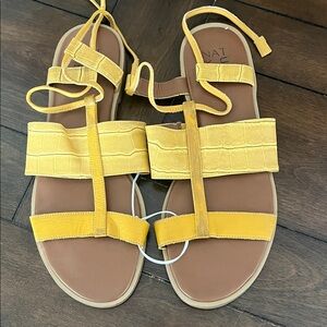 Naturalizer Yellow Croc-Embossed Sandals